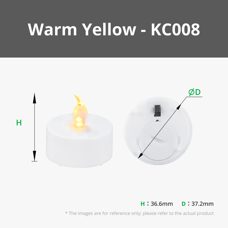 D37.2x36.6mm LED Flame Tea Light Candle Set (12pcs) | Bambu Lab EU