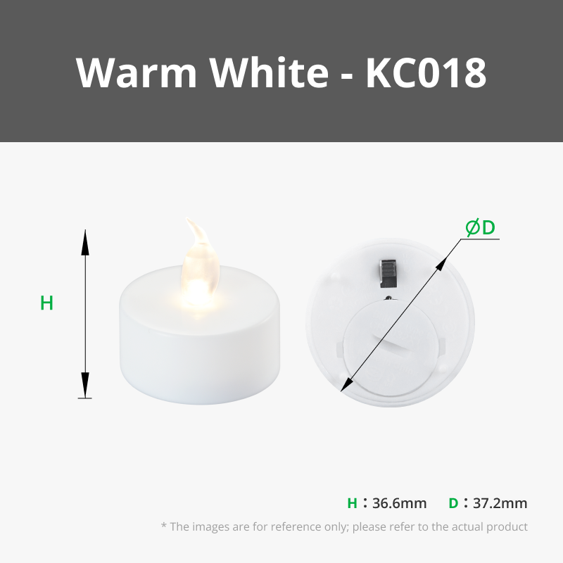D37.2x36.6mm LED Flame Tea Light Candle Set (12pcs) | Bambu Lab EU