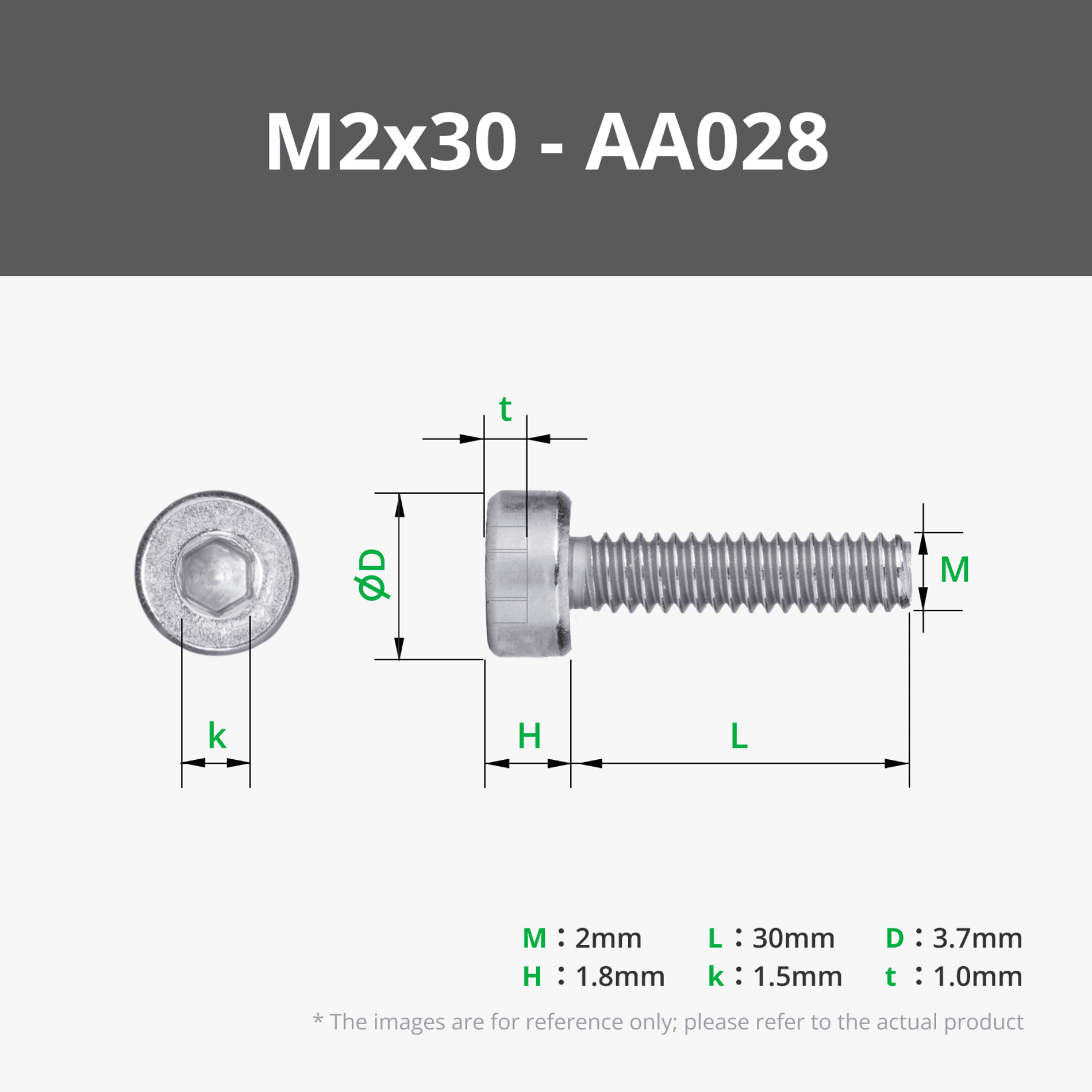 M2 Socket Head Cap Machine Screws (SHCS)