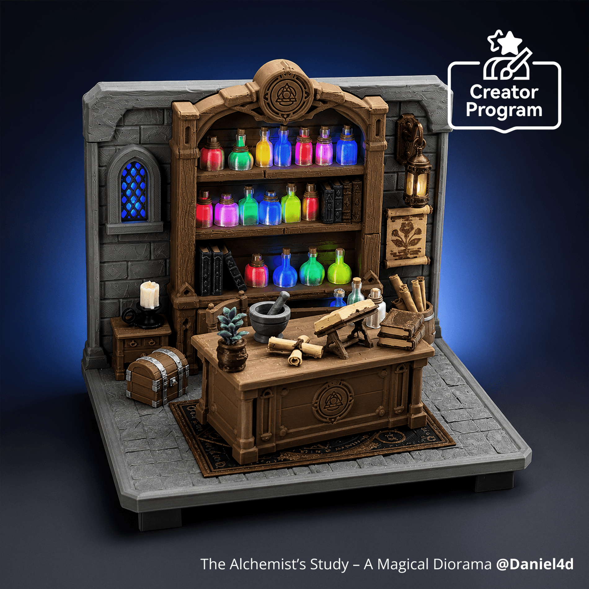 ミニチュア【錬金術師の研究室キャビネット】インテリア雑貨Alchemy The Alchemist's Study | Bambu Lab EU Store